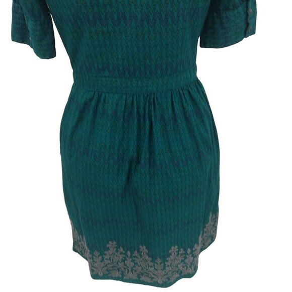 Stetson Embroidered Pearl Snap Short Sleeve A Line Dress Size XS Cotton Blue - Picture 14 of 16